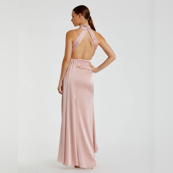 Mac Duggal Blush Backless Halter Gown - Picture 3 of 12